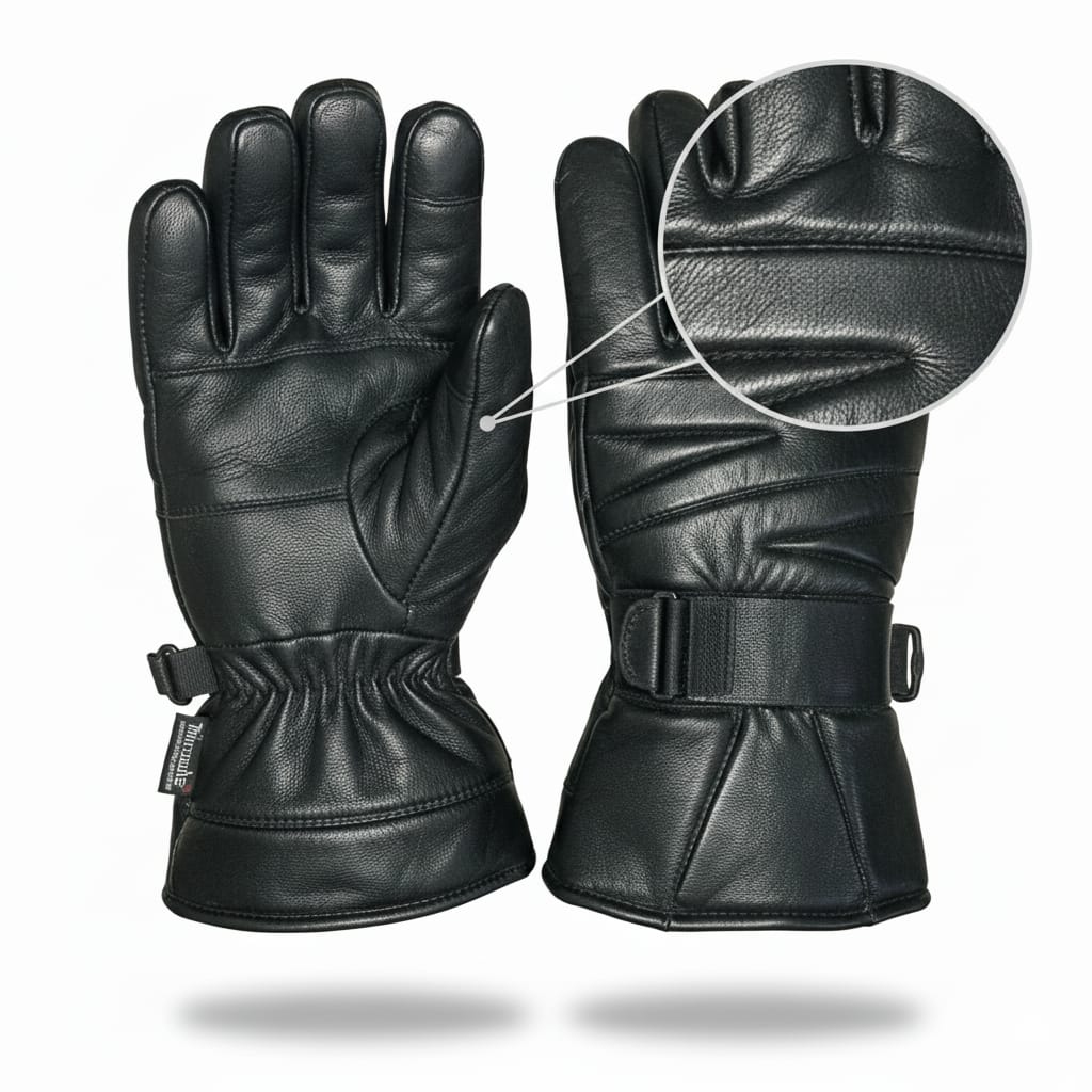 Black Motorcycle Riding Gloves with Warm Lining