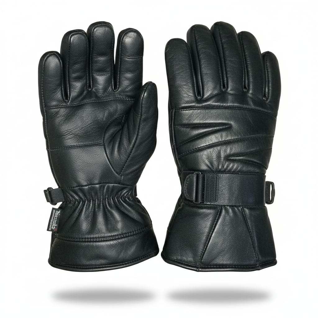 Black Motorcycle Riding Gloves with Warm Lining