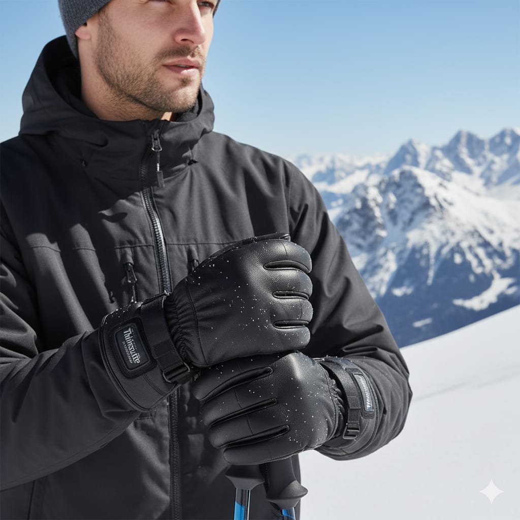 Black Motorcycle Riding Gloves with Warm Lining