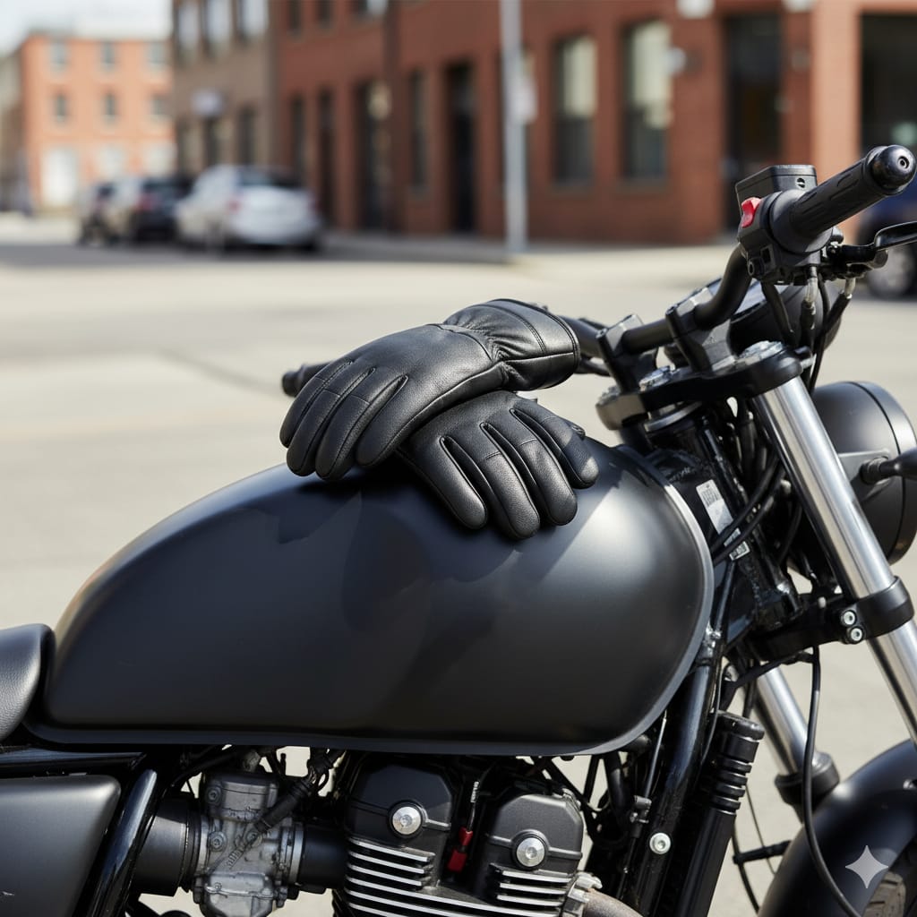 Black Motorcycle Riding Gloves with Warm Lining