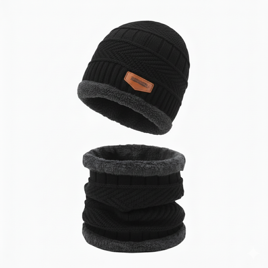 Winter Cap Set 2 in 1 || Combo Pack || Black